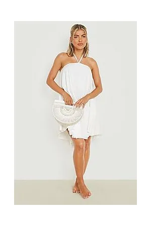 Boohoo Cotton Poplin Halterneck Beach Dress