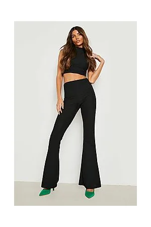 Boohoo Pleated Jersey Racer Crop & Skinny Flare