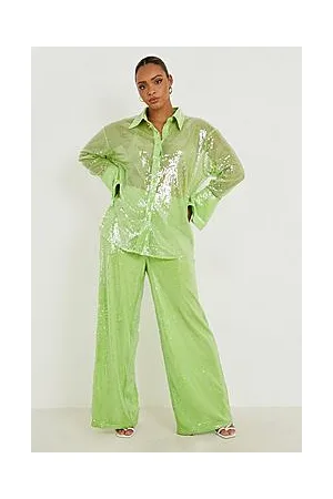 Boohoo Plus Sequin Wide Leg Trousers