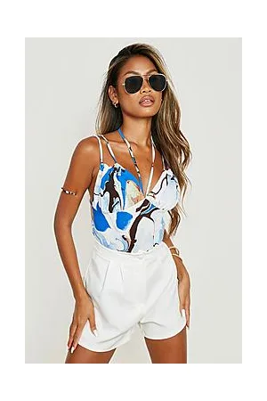 Boohoo Double Strap Marble Bodysuit
