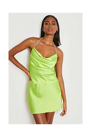 Boohoo Satin Halterneck Cami & Mini Skirt