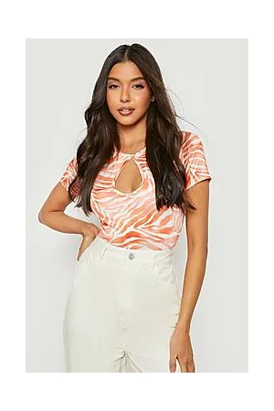 Boohoo Zebra Slinky Keyhole Bodysuit