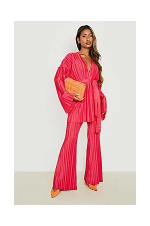 Boohoo Plisse Belted Kimono