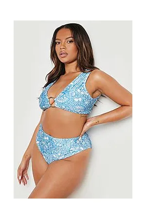 Boohoo Plus Paisley High Waisted Bikini Brief