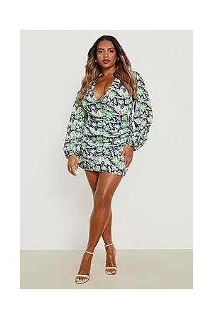 Boohoo Plus Floral Woven Wrap Dress