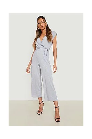 Boohoo V Neck Belted Jumpsuit