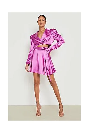 Boohoo Occasion Satin Tie Detail Mini Skirt