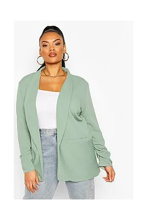 Boohoo Plus Lapel Ruched Cuff Blazer