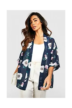 Boohoo Rose Print Chiffon Kimono