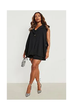 Boohoo Plus Tie Side Sleeveless Blazer & Shorts Co-Ord