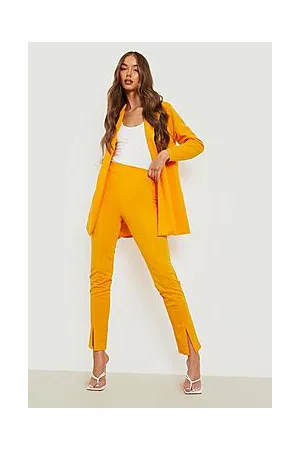 Boohoo Ruched Sleeve Blazer & Split Front Trousers
