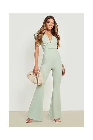 Boohoo Frill Sleeve Ruched Jumpsuit