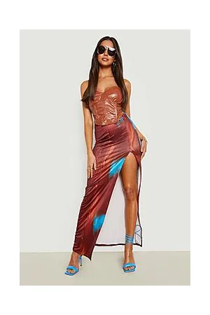 Boohoo Marble Slinky Maxi Skirt