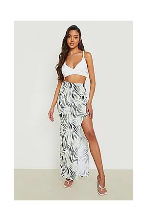 Boohoo Zebra Split Maxi Skirt