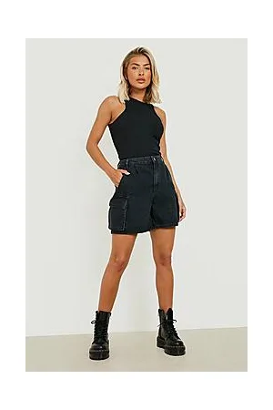 Boohoo Mid Rise Cargo Denim Shorts