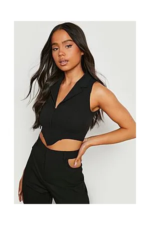 Boohoo Petite Hook And Eye Collar Detail Corset Top