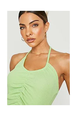 Boohoo Crinkle Rib Ruched Bodysuit