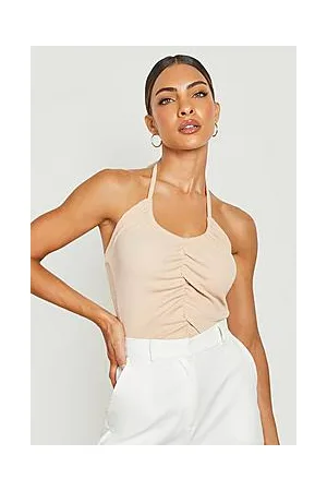 Boohoo Crinkle Rib Ruched Bodysuit