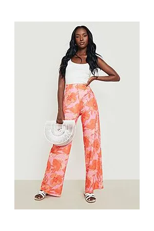 Boohoo Floral Wide Leg Trousers