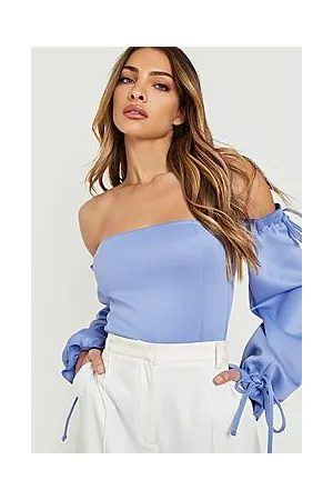 Boohoo Off Shoulder Tie Detail Bodysuit