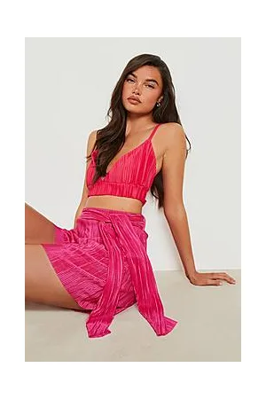 Boohoo Plisse Belted Short