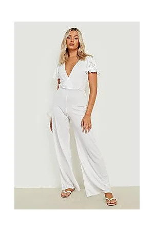 Boohoo Broderie Wide Leg Jumpsuit