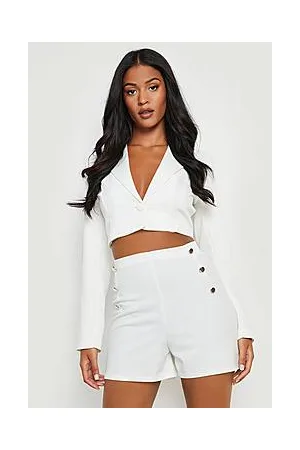 Boohoo Tall Button High Waist Tailored Shorts