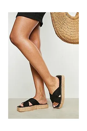 Boohoo Crossover Square Toe Flatform Sandal