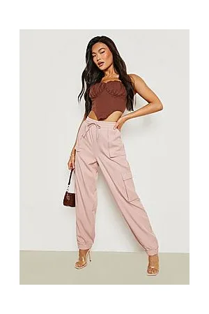 Boohoo Drawstring Waist Satin Pocket Side Cargo
