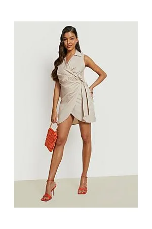 Boohoo Satin Drape Wrap Detail Dress