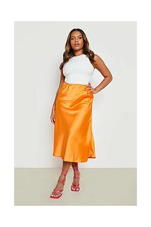 Boohoo Plus Satin Slip Midi Skirt
