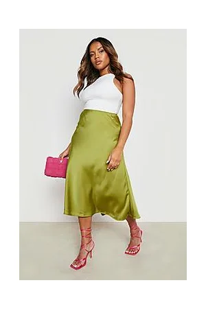Boohoo Plus Satin Slip Midi Skirt