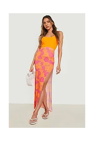 Boohoo Floral Split Maxi Skirt