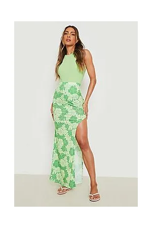 Boohoo Floral Split Maxi Skirt