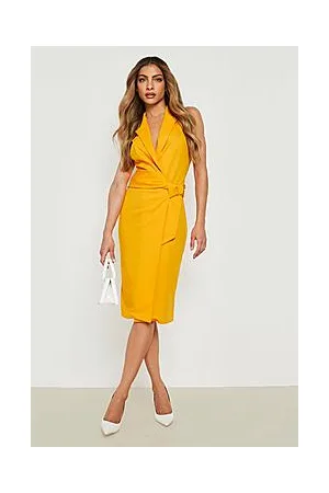 Boohoo Wrap Front Tie Waist Blazer Dress