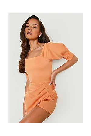 Boohoo Scuba Wrap Front Playsuit