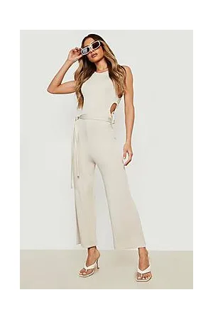 Boohoo Side Ruched Culotte Racer Jumpsuit