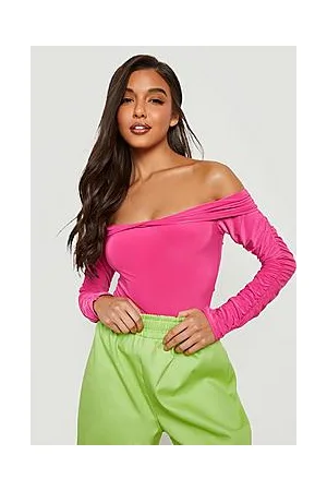 Boohoo Ruched One Shoulder Double Layer Bodysuit