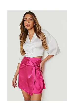 Boohoo Satin Tie Front Skort