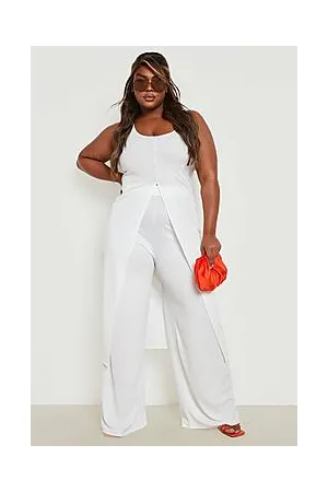 Boohoo Plus Button Front Maxi Top & Wide Leg Trousers Co-Ord