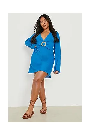 Boohoo Plus Raffia Buckle Cheesecloth Beach Kaftan