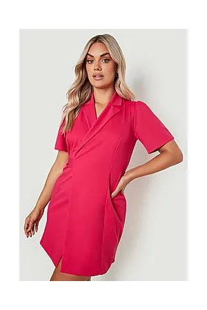 Boohoo Plus Short Sleeve Wrap Blazer Dress