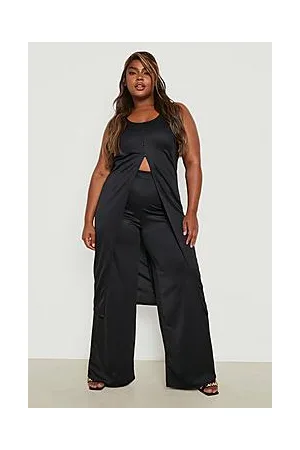 Boohoo Plus Button Front Maxi Top & Wide Leg Trousers Co-Ord