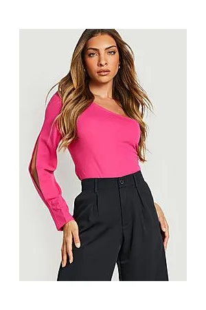 Boohoo One Shoulder Split Sleeve Bodysuit