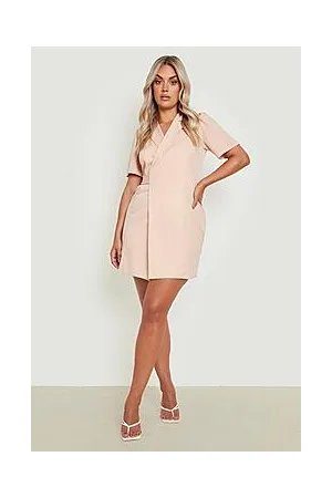Boohoo Plus Short Sleeve Wrap Blazer Dress