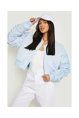 Boohoo Padded Ruched Sleeve Crop Bomber