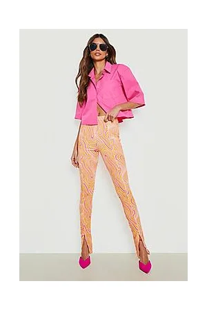 Boohoo Swirl Printed Split Hem Leggings