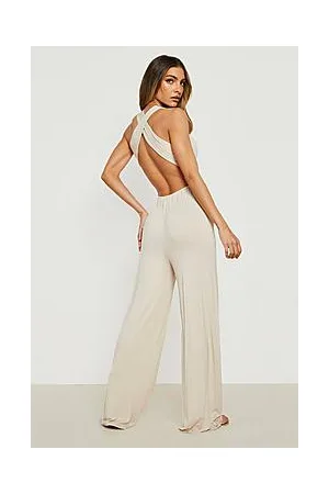 Boohoo Plunge Cross Back Jumpsuit