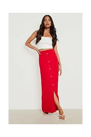 Boohoo Petite Button Front Jersey Maxi Skirt