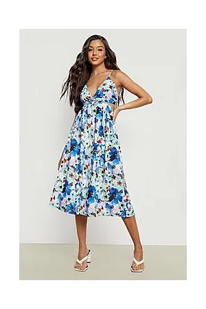 Boohoo Floral Ring Detail Strappy Midaxi Dress